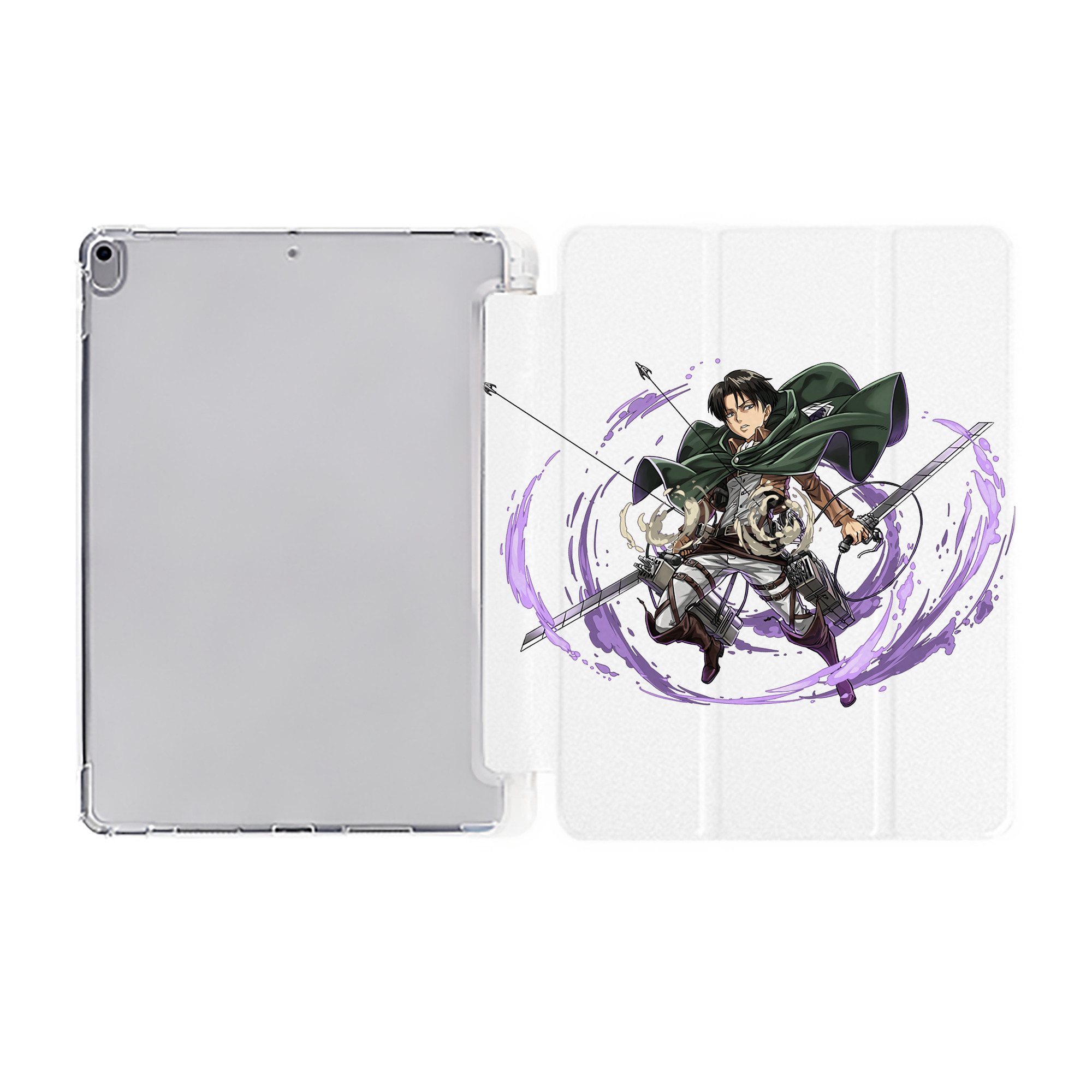 （画像用） 進撃の巨人 リヴァイ·アッカーマン Attack on Titan Levi Ackerman IPad ケース ペン収納付き 三つ折りスタンド PUレザー×シリコン 対応機種9.5/10.5/10.9インチ